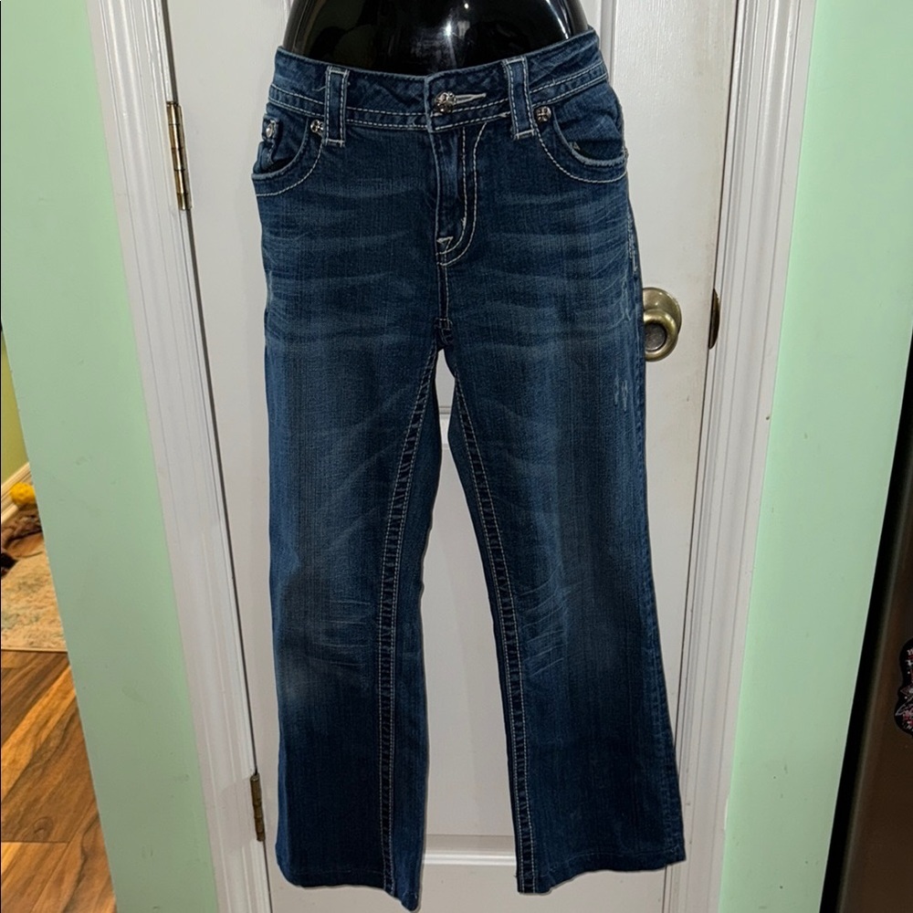 Miss Me Blue Vintage Y2K Denim Boot Cut Crop Low Rise Jeans JP536083v Size 30